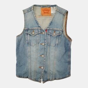 Levi’s Sleeveless Denim Vest Women’s Small Light Wash Button Front
